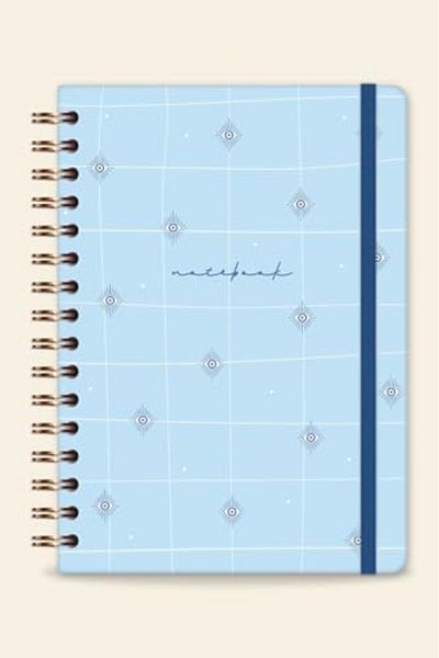STOREMAX Muartshop A5 Spiral Hard Cover Elastic Checkered Notepad Blue Evil Eye 871301