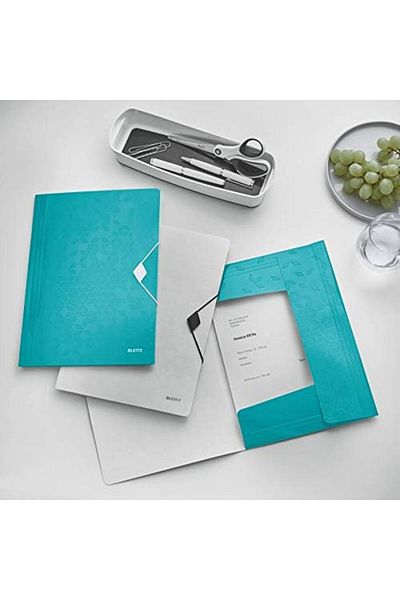 STOREMAX Ysstorex 45990051   Wow A4 Slim Elastic 3 Fold File, Metallic Ice Blue, 150 Sheet Capacity Sta