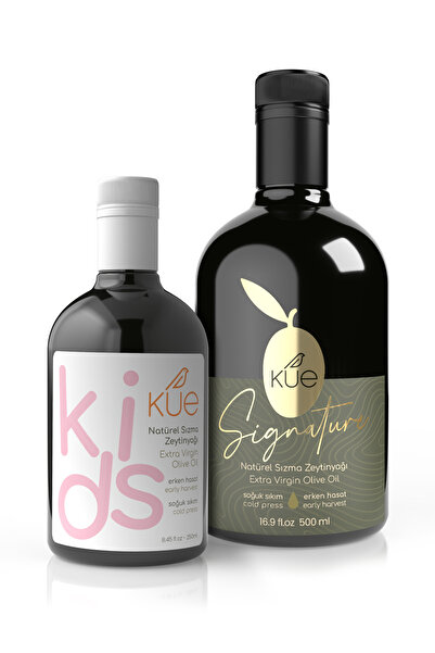 KUE OLIVE OIL KUE Signature ve Kids Serileri Erken Hasat Soğuk Sıkım Natürel Sızma Zeytinyağı