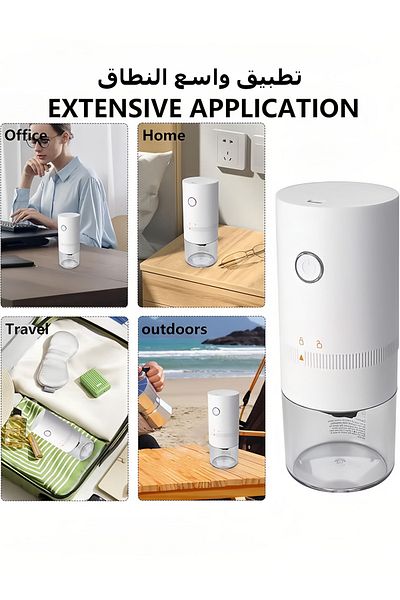 fulina Portable Electric Coffee Grinder,adjustable Settings,easy Cleaning,white