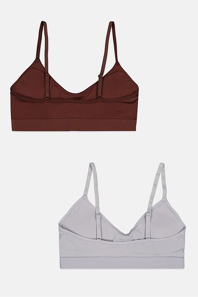 Capezio Women 2 Pieces Brand Logo Lightly Padded Bra, Brown