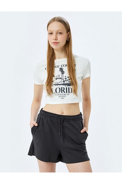 Koton Mini Shorts with Lace-Up Waist Pocket Detail