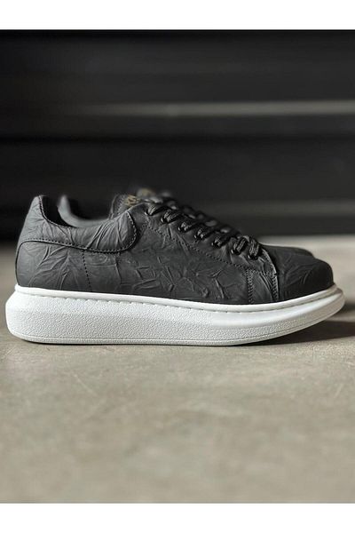 Knack High Sole Casual Shoes 044 Black White Sole (Patterned)