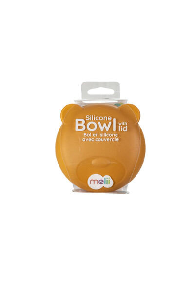 Melii Silicone Bowl with Lid Brown Bear 350 ml