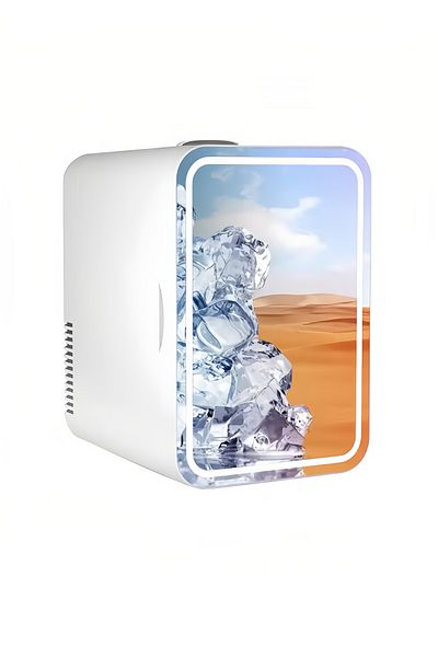 fulina Portable Mini Skincare Fridge with Dimmable LED Mirror 4 Liter,Makeup Small Fridge for Room