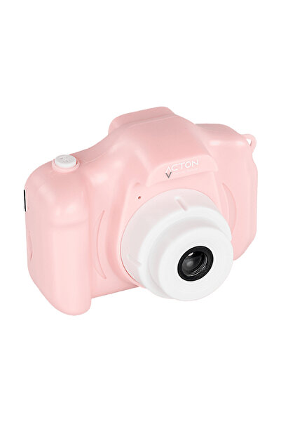 Full HD Dijital Çocuk Fotoğraf Makinesi Pembe Silikon Kılıflı (Köpek)