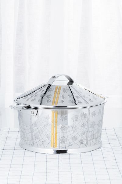 ALSAIF Inner Stainless Steel Casserole, Insulated Hot Pot, Keep Food Hot & Fresh, 3.5 Liter, Silver/gold