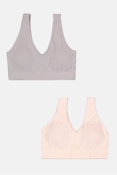 Capezio Women 2 Pieces Textured Padded Bralette, Light Pink