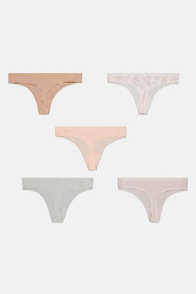 Tahari Women 5 Pack Spandex Thong, Pink
