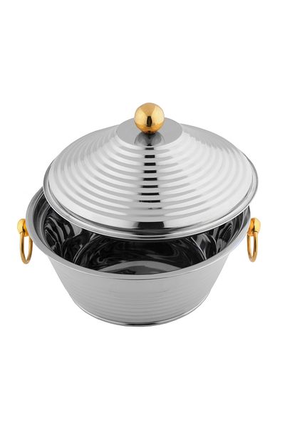 ALSAIF Inner Stainless Steel Casserole, Insulated Hot Pot, Keep Food Hot & Fresh, 3.5 Liter, Silver/gold