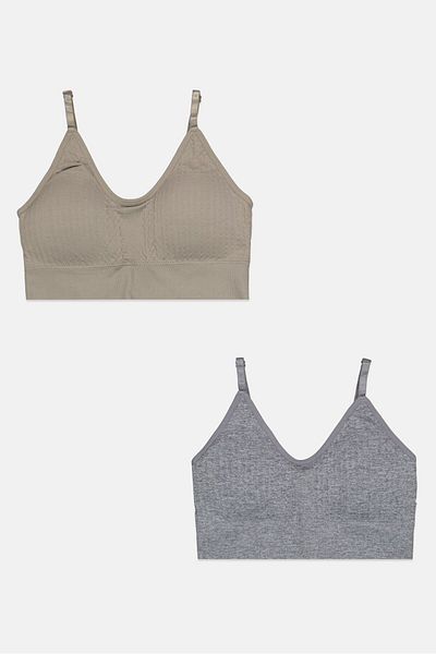 Layer 8 Women 2 Pieces Lightly Padded Heather Bra Set, Grey