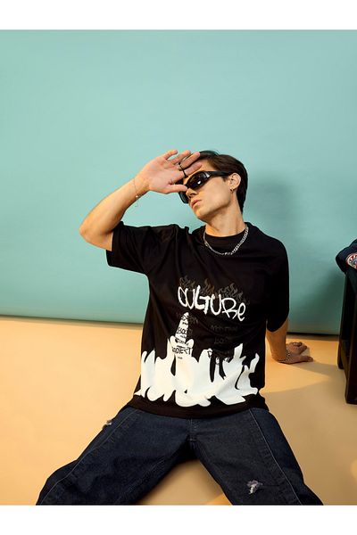 Mascln Sassafras By Styli Front Graphic Print Oversized T-Shirt