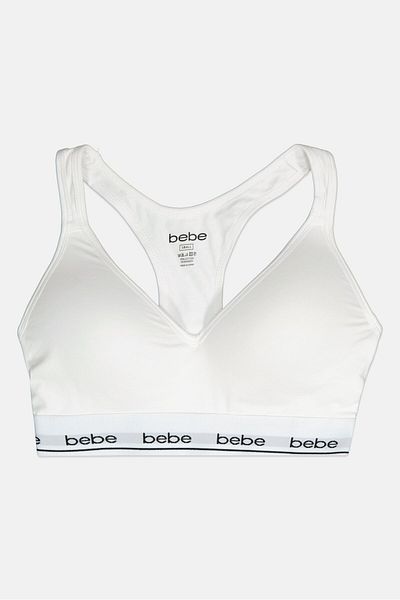 Bebe Women Padded Racer Back Bralette, White