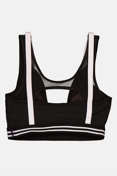 Lacoste Women Stripe Lightly Padded Bralette, Black