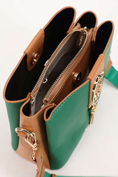 Levidor ÇİMEN YEŞİLİ - CAMEL Püskül Detaylı Omuz Çantası