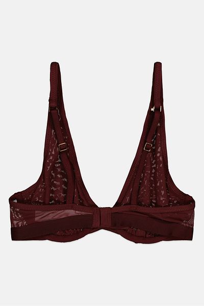 aerie Women Textured Non-padded Wired Bra, Maroon
