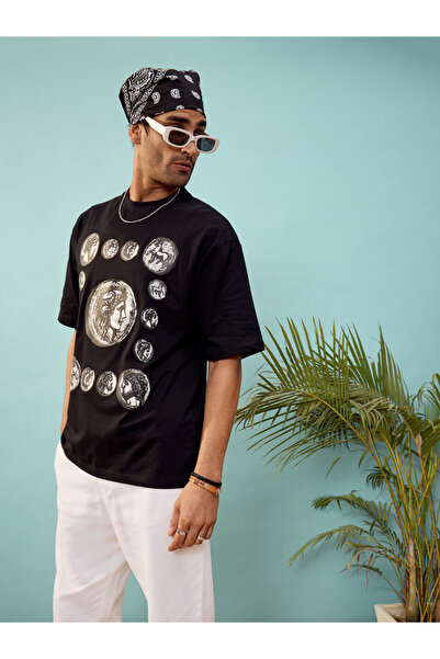 Mascln Sassafras By Styli Coin Graphic Print Oversized T-Shirt