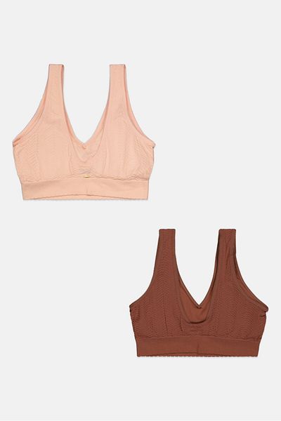 Capezio Women 2Pcs Removable Cup Lightly Padded Bralette, Peach