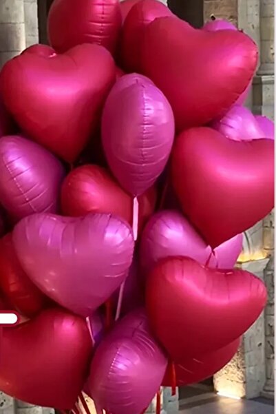 BeySüS بالون فويل قلب أحمر غير لامع 5 قطع 45 سم
