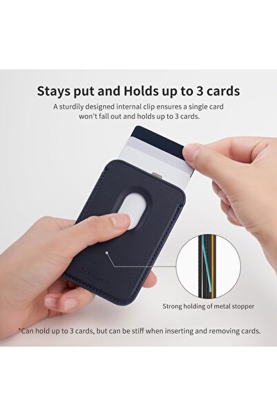 AWH محفظة بطاقات جلدية نباتية، حامل بطاقات مغناطيسي بثلاثة مع مشبك ثابت، لهاتف iPhone 16/15/14/13/12