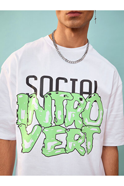 Mascln Sassafras By Styli Social Introvert Graphic Oversized T-Shirt