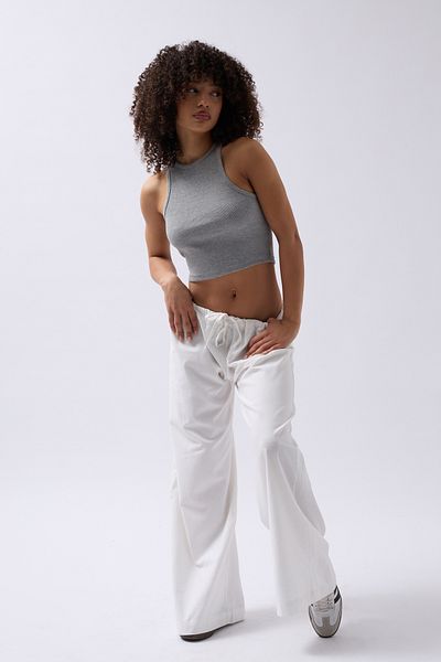 Black Fashion Halter Yaka Γκρι Crop