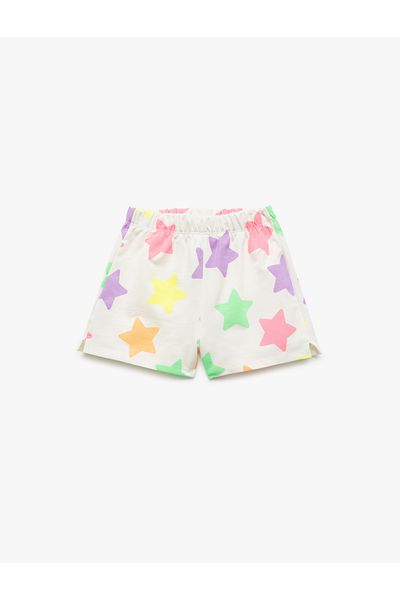 Koton Elastic Waist Cotton Pocket Detailed Star Patterned Shorts