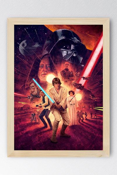 Saturn Star Wars Framed Painting - Space Wars Fim Poster Painting