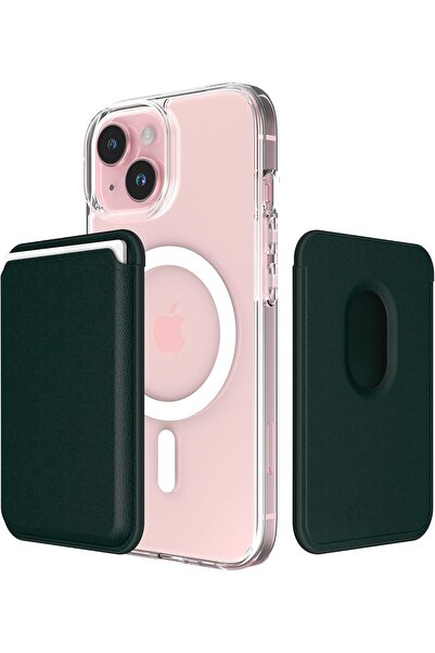 AWH محفظة بطاقات، محفظة جلدية نباتية، حامل بطاقات ثلاثي لسلسلة iPhone 16/15/1...