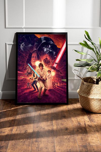 Saturn Star Wars Framed Painting - Space Wars Fim Poster Painting