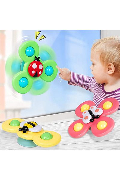 AWH Suction Cup Fidget Spinner Toys - Sensory Bath Toys for 1-3 Year Old Toddlers, Baby Gifts