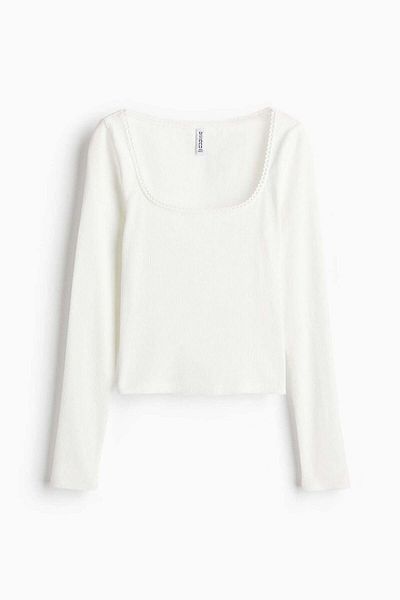 H&M Picot-trimmed cotton top