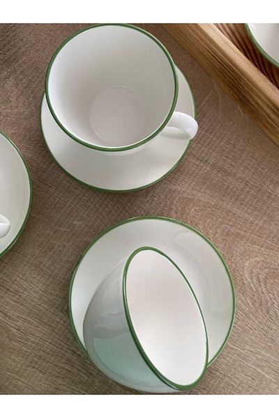 STOREMAX Ntwork Porcelain Latte/Cappuccino/Tea Cup Set for 2 People (Green Mesh) Art 1087243