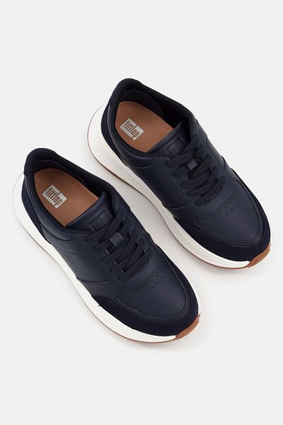 Fitflop Women Flatform Lace Up Casual Sneaker, Navy Blue/white