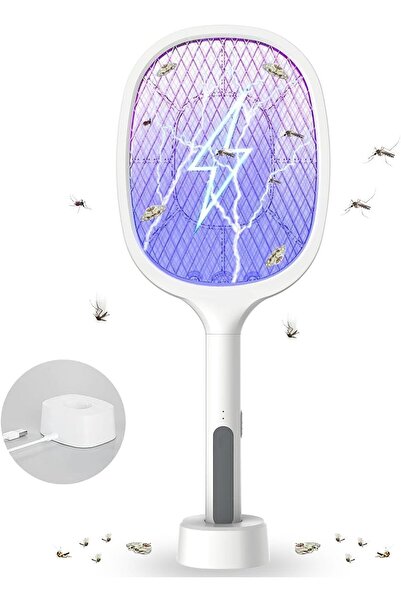 AWH مضرب الذباب الكهربائي، بطارية 400 مللي أمبير في الساعة لقتل البعوض، قابل لإعادة الشحن عبر USB مع ضوء LED