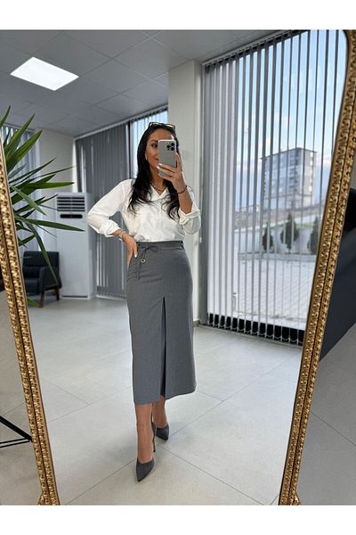 caddstore Fw 4052 Gray a Pleat Skirt