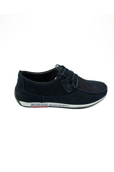 JAMES FRANCO 5092 Navy Blue Nubuck Leather Men's Casual Shoes