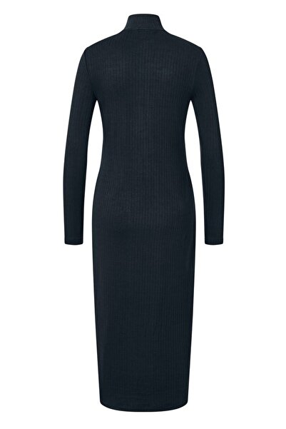 Tchibo Women Ribbed Mock Neck Sweater Dress, Navy