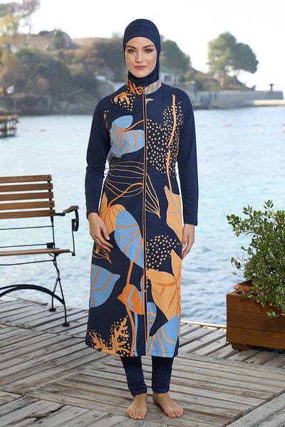 REMSA Μακρύ Ολόσωμο Πλήρως Καλυμμένο Μαγιό Hijab 25981 Navy Blue