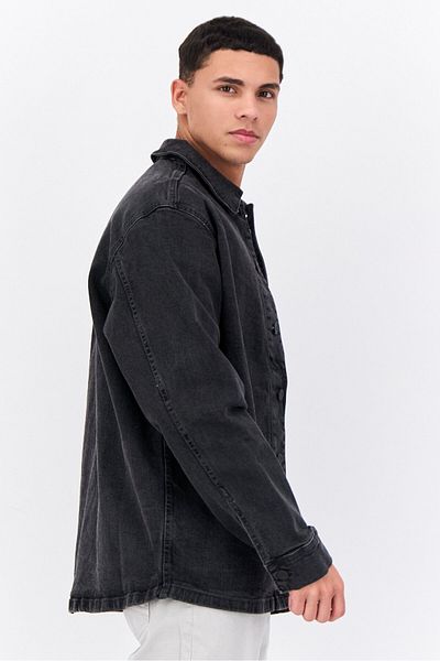 French Connection Men Washed Denim Jacket, Grey