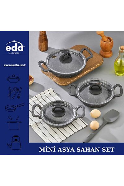 Eda طقم صلصال آسيوي صغير من بوراك 16/18/20 مع غطاء زجاجي
