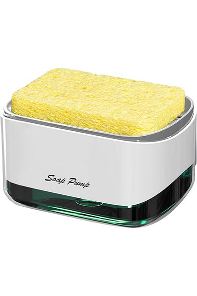 AWH 2-in-1 Soap Dispenser with Sponge Holder, Dish Soap Pump for Kitchen Countertop - 12 Oz