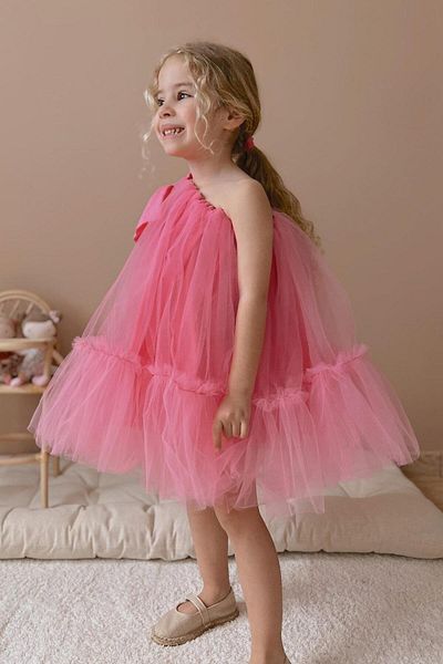 Le Mabelle Ροζ Φόρεμα από τούλι για κορίτσι με έναν ώμο - Orlene