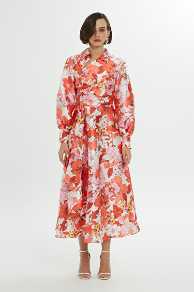 GİZİA Desenli Renkli Midi Elbise