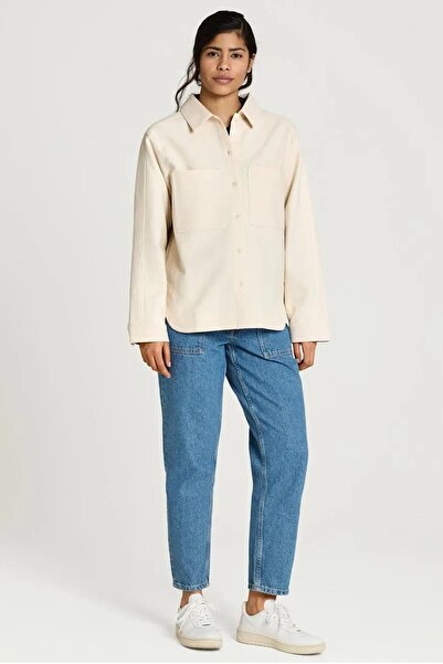 Tchibo Women Plain Long Sleeves Jacket Shirt, Beige