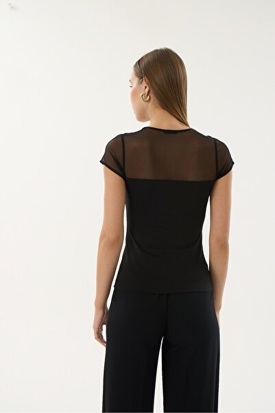 Sevim Kadın Siyah Tüllü Atlet 6050