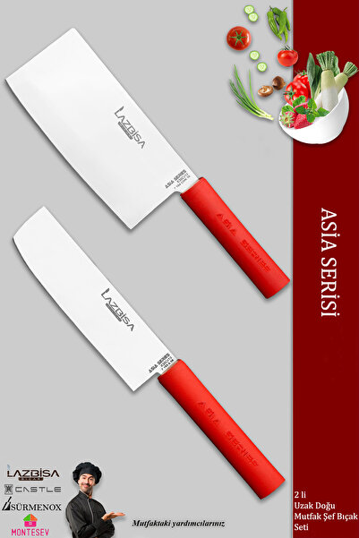 LAZBİSA Asia Serisi Mutfak Şef Bıçağı Seti Et Ekmek Sebze Şef Bıçak 2 Li Set ...