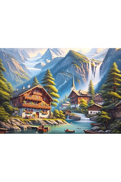 Art Puzzle Wooden Houses Valley 260 Piece Puzzle