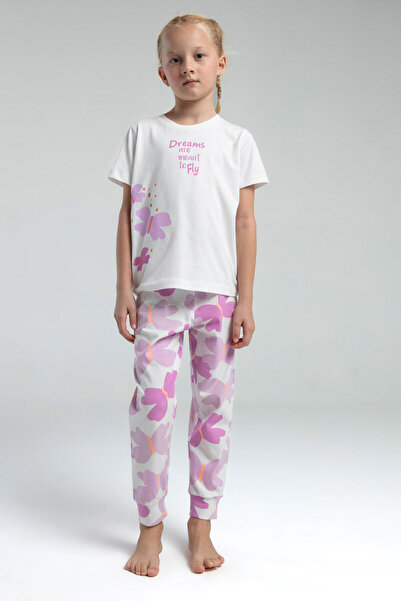 Rolypoly Costum de pijama alb cu maneca scurta pentru fete