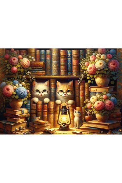 Art Puzzle Wise Cats Bookshelf 260 Piece Puzzle